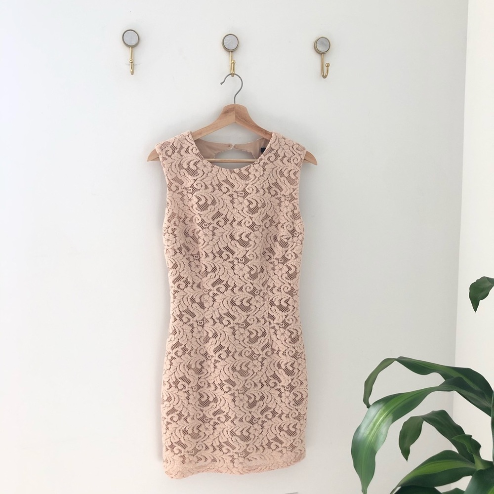 ARK & CO tan beige floral mini dress medium